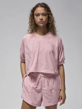 NWT Jordan Pink Knit Matching Set, Crop Top (Size S) and Shorts (Size M)